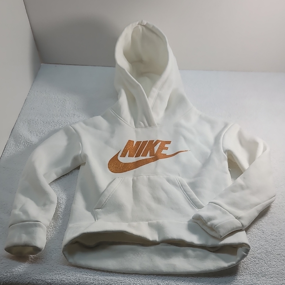Nike Cream Hoodie with Gold Logo EUC  Kids
